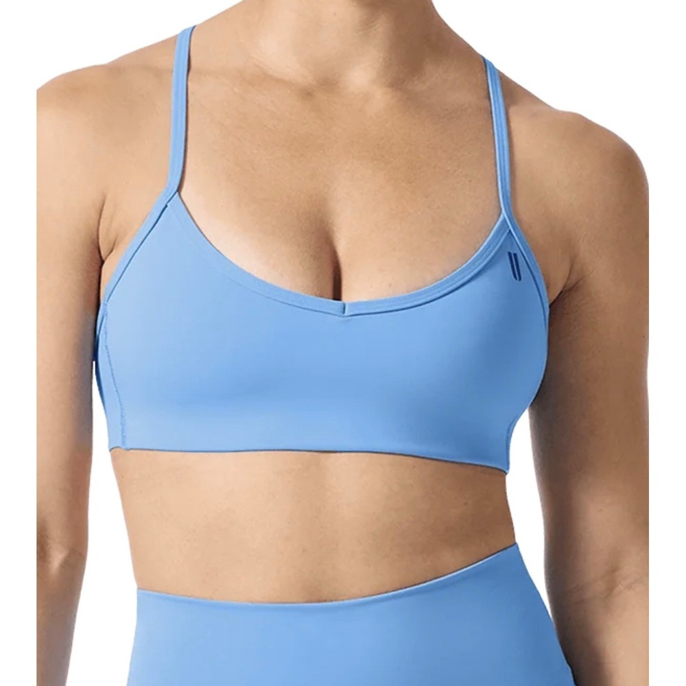 NOBULL Womens L Drive Thin Strap Cross Sports Bra Sky Blue Low Med Impact HIIT